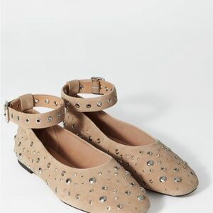 & Other Stories Beige Studded Ankle-Strap Flats